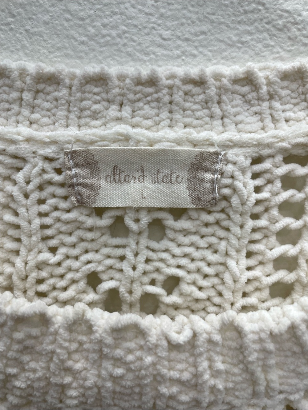 Altar'd State Cream Open-Knit Crochet Sweater Size Large - Picture 4 of 8